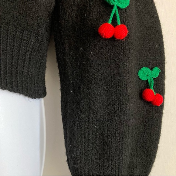 Farm Rio Black Cherry Adorned Crewneck Pullover Sweater, Sz M *See Description* - Picture 8 of 16